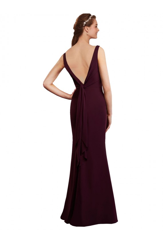Long Burgundy Gold Sleeveless Mermaid V-Back Bridesmaid Dress Leeds