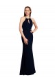 Long Dark Navy Sleeveless Mermaid Open Back Bridesmaid Dress Leeds