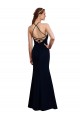 Long Dark Navy Sleeveless Mermaid Open Back Bridesmaid Dress Leeds