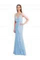 Long Light Sky Blue Sleeveless Mermaid Open Back Bridesmaid Dress Leeds