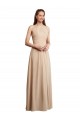 Long Champagne Sleeveless A-Line Low Back Soft Chiffon Bridesmaid Dress Leeds