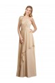 Long Champagne Sleeveless A-Line Open Back Bridesmaid Dress Leeds