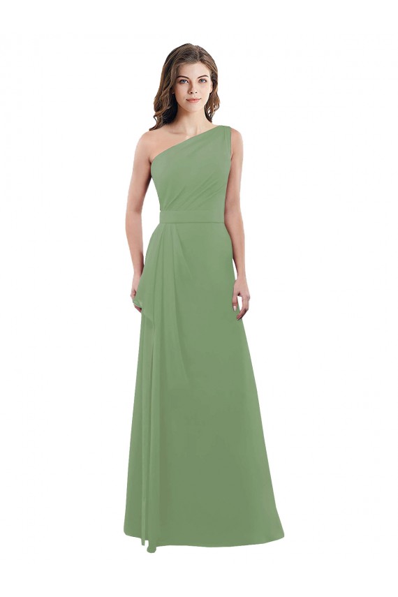 Long Seagrass Sleeveless A-Line Side Slit Bridesmaid Dress Leeds