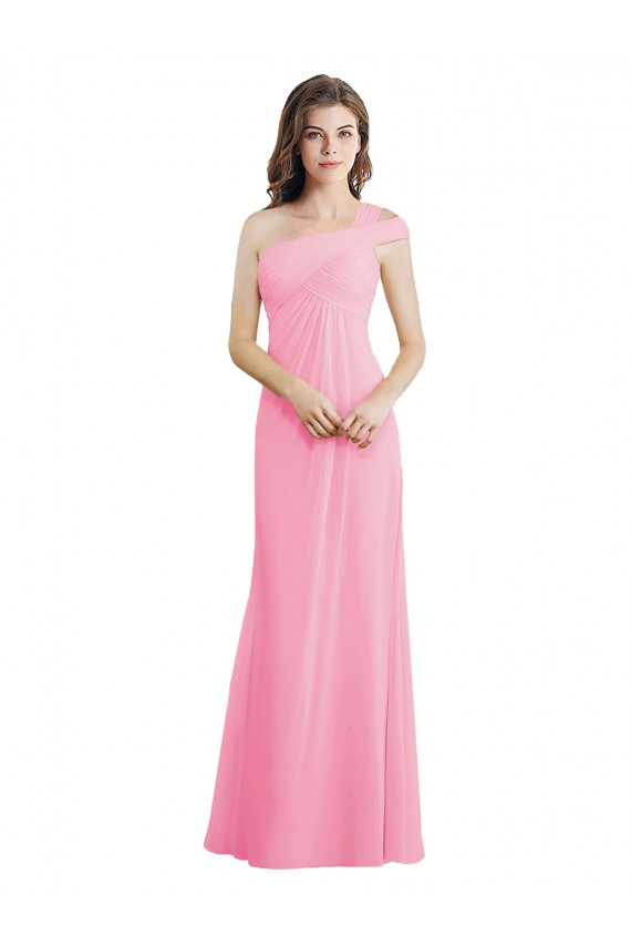 Long Barely Pink Sleeveless A-Line Bridesmaid Dress Leeds