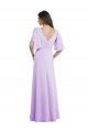 Long Lilac Split Sleeves A-Line V-Back Bridesmaid Dress Leeds