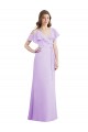 Long Lilac Cold Shoulder A-Line V-Back Bridesmaid Dresses Leeds