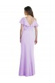 Long Lilac Cold Shoulder A-Line V-Back Bridesmaid Dresses Leeds