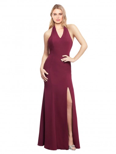 Long Burgundy Sleeveless Mermaid Open Back Bridesmaid Dress Leeds