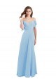 Long Light Sky Blue Cold Shoulder A-Line Low Back Bridesmaid Dress Leeds
