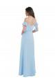 Long Light Sky Blue Cold Shoulder A-Line Low Back Bridesmaid Dress Leeds