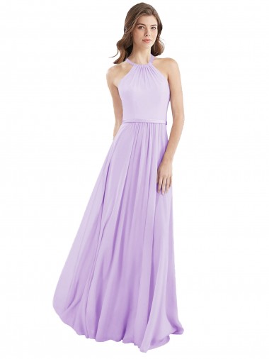 Long Lilac Sleeveless A-Line Chiffon Bridesmaid Dress / Evening Dress Leeds