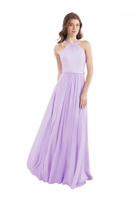 Long Lilac Sleeveless A-Line Chiffon Bridesmaid Dress / Evening Dress Leeds
