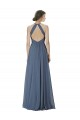 Long Silver Stone Sleeveless A-Line Open Back Formal Dress / Bridesmaid Dress Leeds