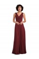 Long Burgundy Sleeveless A-Line V-Back Bridesmaid Dress Leeds