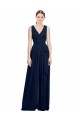 Long Dark Navy Sleeveless A-Line Wedding Party Dress Leeds