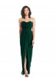 Long Ever Green Sleeveless A-Line Low Back Front Slit Bridesmaid Dress Leeds