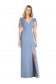 Long Dusty Blue Sleeveless Mermaid V-Back Bridesmaid Dress Leeds