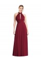Long Burgundy Sleeveless A-Line Open Back Soft Chiffon Semi Formal Evening Dress / Bridesmaid Dress Leeds