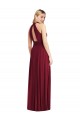 Long Burgundy Sleeveless A-Line Open Back Soft Chiffon Semi Formal Evening Dress / Bridesmaid Dress Leeds