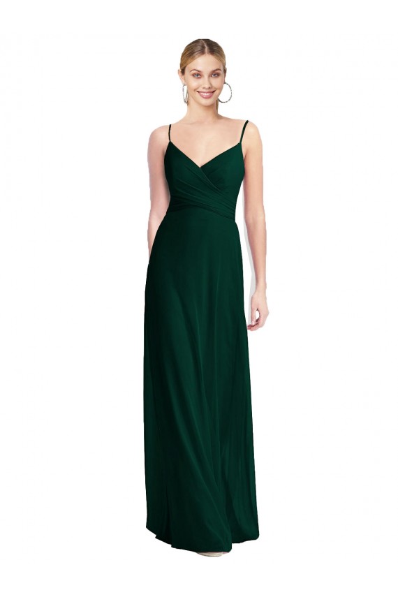 Long Ever Green Sleeveless A-Line Low Back Bridesmaid Dress Leeds
