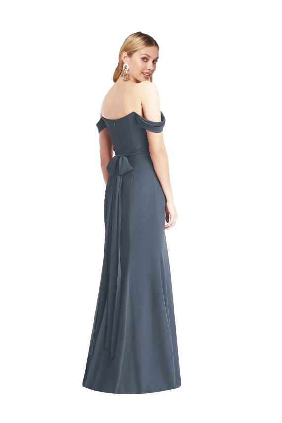 Long Silver Stone Sleeveless Trumpet Open Back Bridesmaid Dress Leeds
