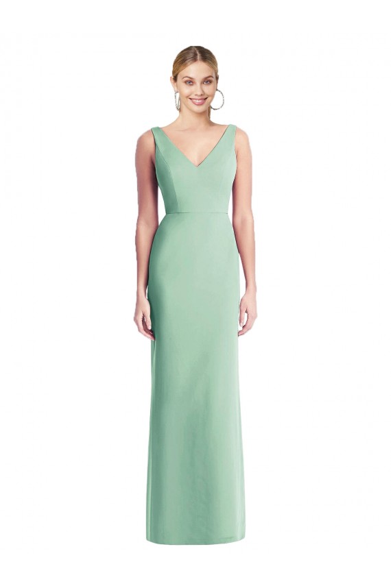 Long Mint Green Sleeveless Trumpet Tie Back Bridesmaid Dress Leeds