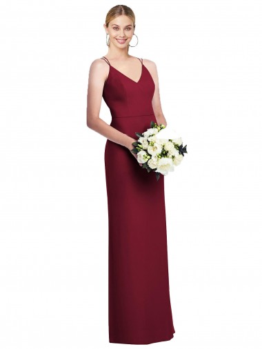 Long Burgundy Sleeveless A-Line Formal Dress / Bridesmaid Dress Leeds
