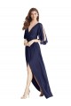 Long Dark Navy Sleeveless Trumpet Tie Back Semi Formal Evening Dress / Bridesmaid Dress Leeds