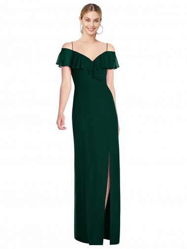 Long Ever Green Cold Shoulder Trumpet Semi Formal Evening Dress / Bridesmaid Dress Leeds