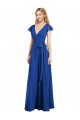 Long Royal Blue Flutter Sleeves A-Line Bridesmaid Dress Leeds