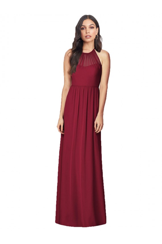 Long Burgundy Sleeveless Trumpet Bridesmaid Dress Leeds
