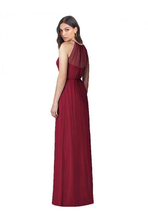 Long Burgundy Sleeveless Trumpet Bridesmaid Dress Leeds