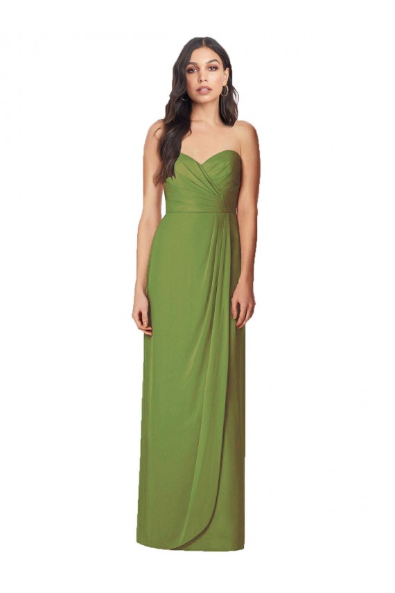 Long Olive Green Sleeveless Trumpet Side Front Slit Bridesmaid Dress Leeds