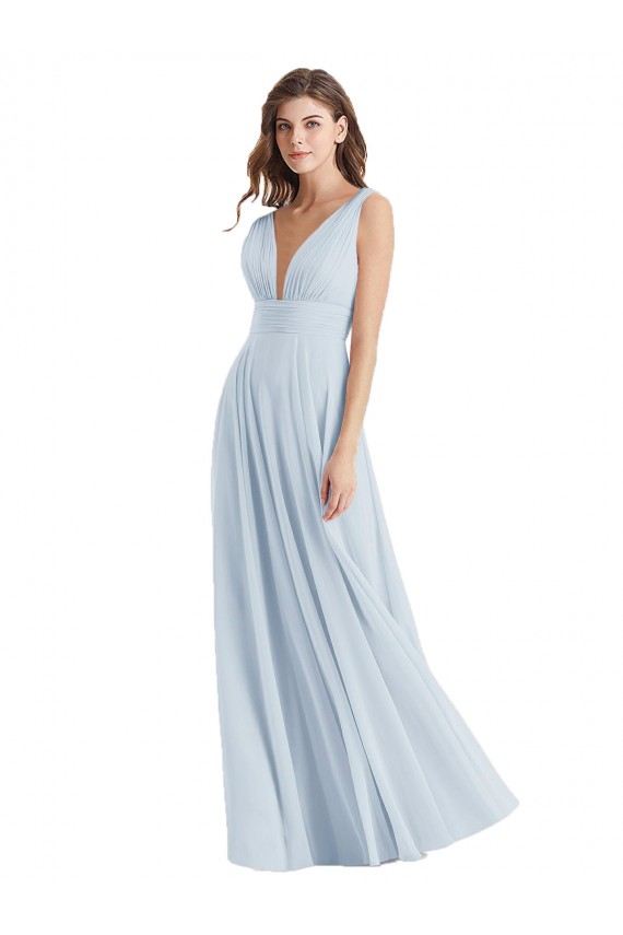 Long Sea Glass Sleeveless A-Line Tie Back Bridesmaid Dress Leeds
