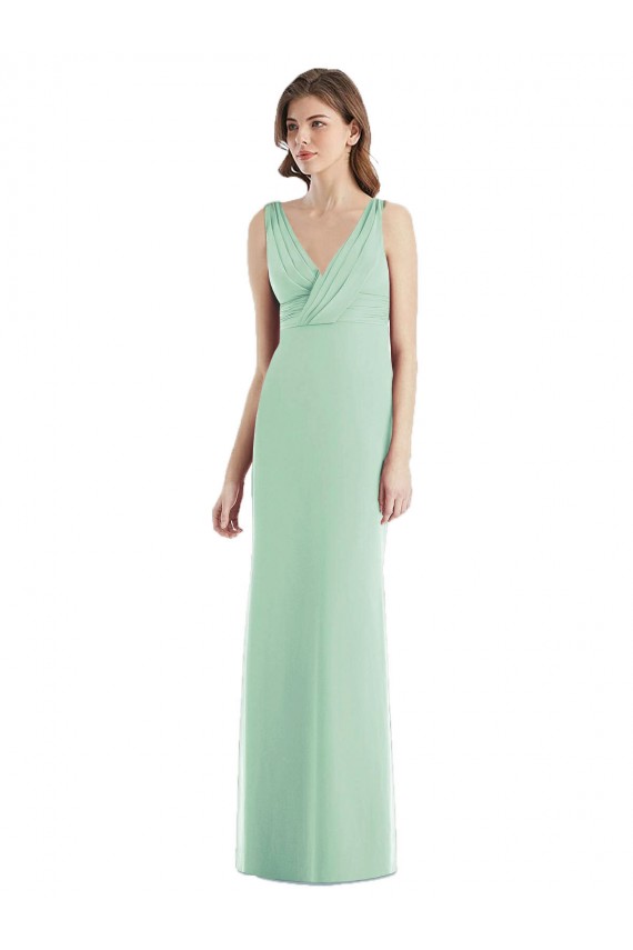 Long Mint Green Sleeveless Trumpet Open Back Bridesmaid Dress / Evening Dress Leeds