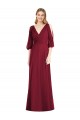 Long Burgundy Bell Sleeves Trumpet V-Back Formal Dress / Bridesmaid Dress Leeds