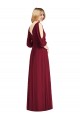 Long Burgundy Bell Sleeves Trumpet V-Back Formal Dress / Bridesmaid Dress Leeds