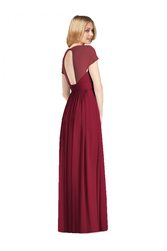 Long Dark Navy Cap Sleeves Trumpet Open Back Bridesmaid Dress Leeds