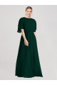Long Ever Green Flutter Sleeves A-Line Tie Back Bridesmaid Dress Leeds