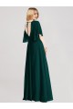 Long Ever Green Flutter Sleeves A-Line Tie Back Bridesmaid Dress Leeds
