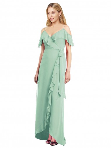 Long Mint Green Cold Shoulder Trumpet High Low Bridesmaid Dress Leeds