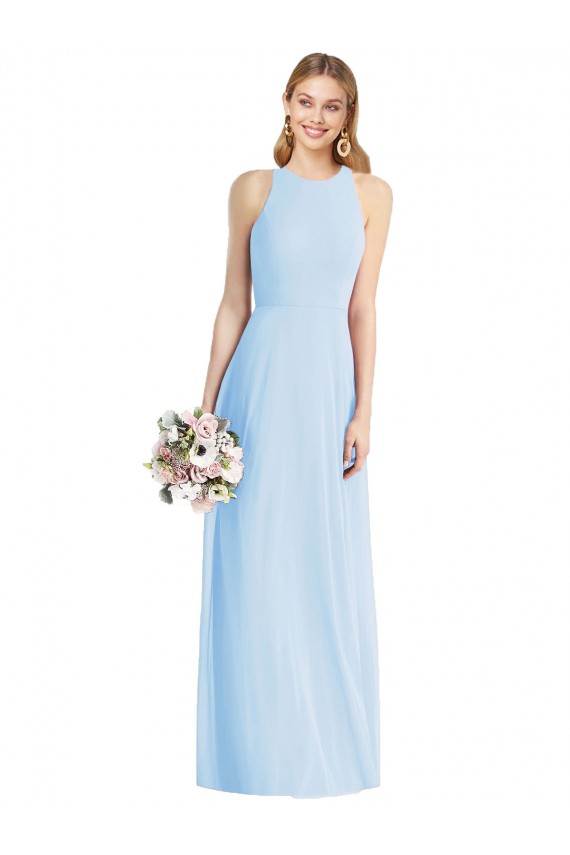 Long Light Sky Blue Sleeveless Trumpet Semi Formal Evening Dress / Bridesmaid Dress Leeds