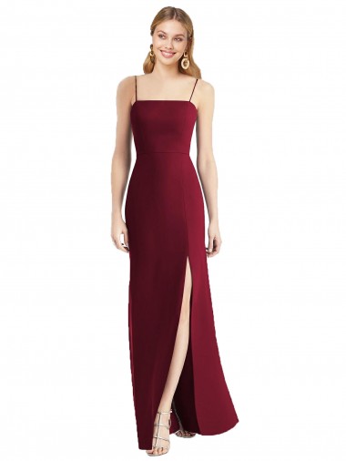 Long Burgundy Sleeveless Trumpet Tie Back Bridesmaid Dress Leeds