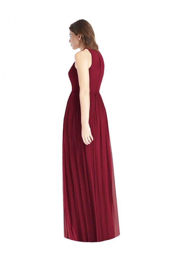Long Lilac Sleeveless A-Line Front Slit Bridesmaid Dress Leeds
