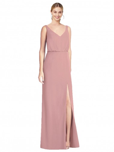Long Dusty Pink Sleeveless Mermaid V-Back Bridesmaid Dress Leeds
