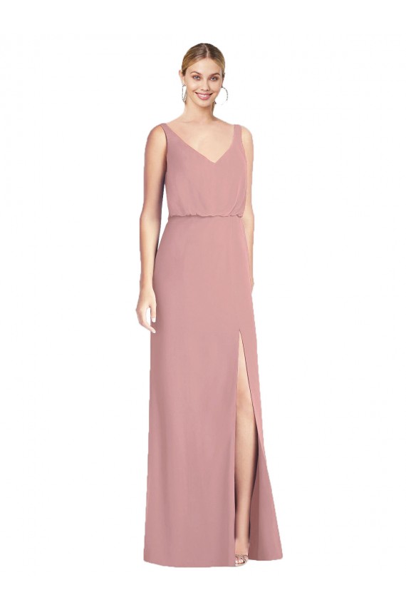 Long Dusty Pink Sleeveless Mermaid V-Back Bridesmaid Dress Leeds