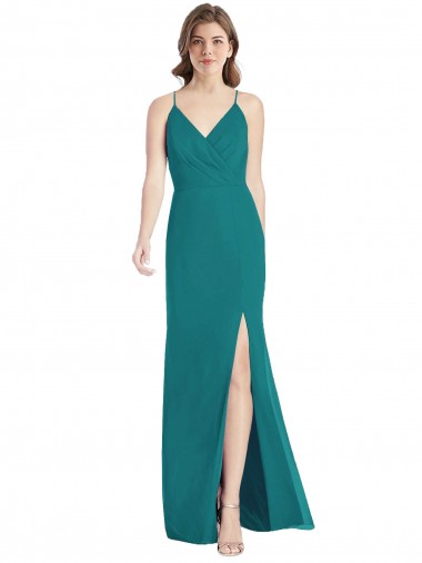 Long Hunter Sleeveless Mermaid Open Back Bridesmaid Dress Leeds