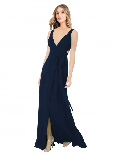 Long Dark Navy Sleeveless A-Line Bridesmaid Dress / Evening Dress Leeds