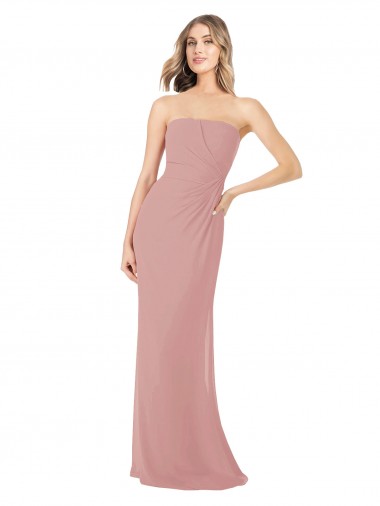 Long Dusty Pink Sleeveless Sheath Bridesmaid Dress Leeds