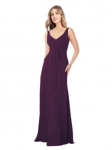 Long Floor Length Grape Sleeveless A-Line Bridesmaid Dress Leeds